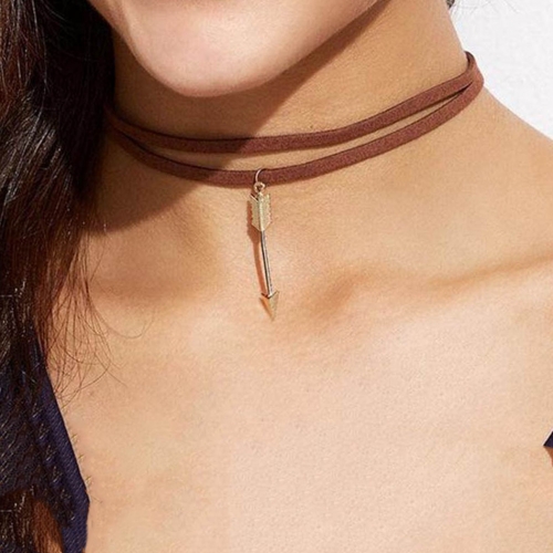 Gothic Layered Necklace Arrow Pendant Necklaces Korean Velvet Choker Jewelry for Women and Girls