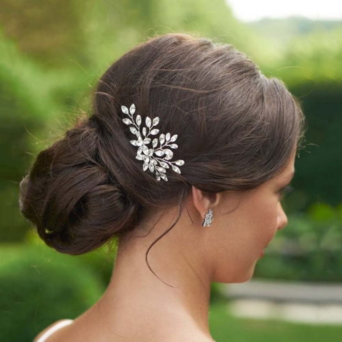 Unicra Crystal Bride Wedding Hair Pins Rhinestones Bridal Hair Accessories Flower Hair Piece for Women and Girls (Pack of 2)