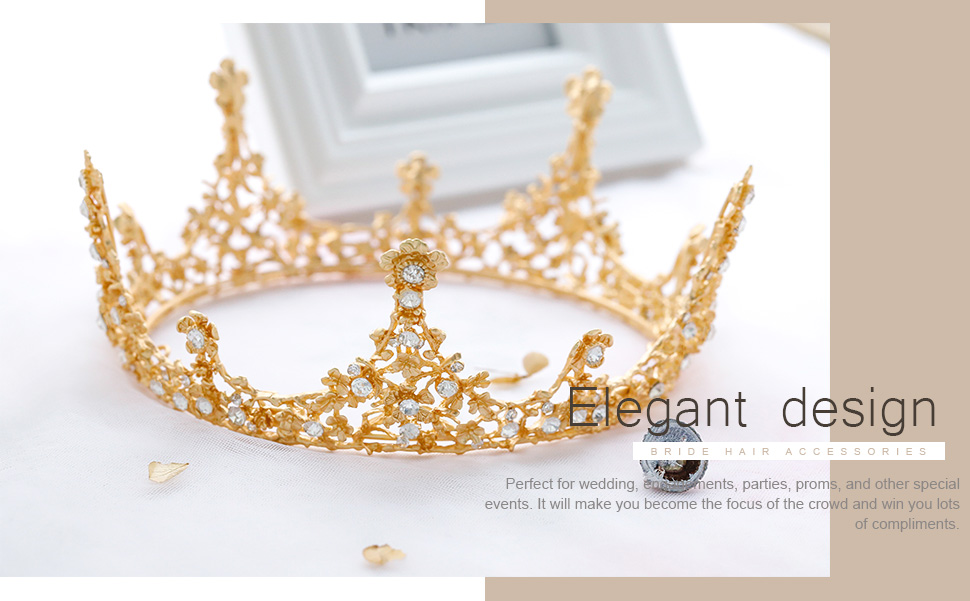 Bridal Crowns Gold Flower Tiaras Headband Crystal Wedding Headpieces ...