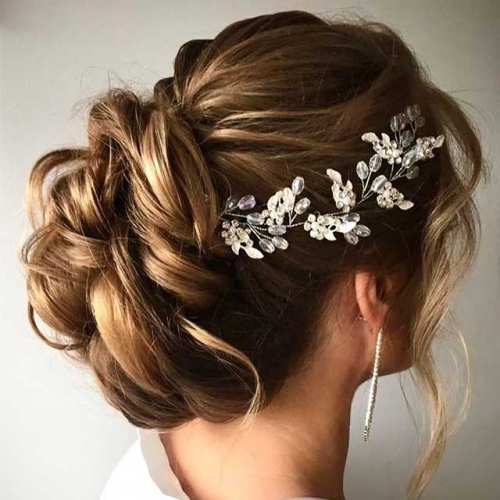 Unicra Rhinestone Bride Wedding Headband Silver Crystal Bridal Hair Vine Flower Headpiece Pearl Hair Accessories for Women and Girls