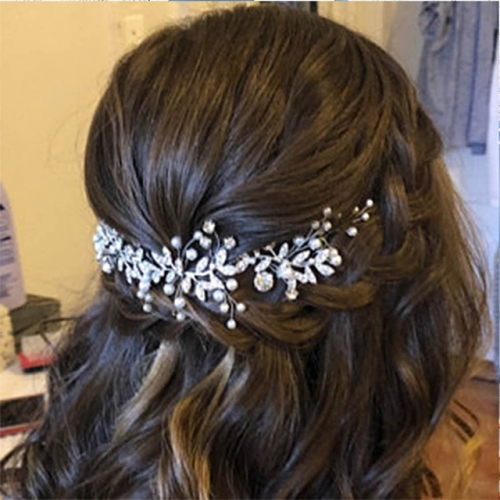 Unicra Crystal Bridal Headband Silver Rhinestone Pearl BrideWedding Hair Vine Bride Headpiece Hair Accessories for Women and Girls