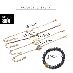 Edary Boho Map Bracelets Love Bracelet Set Crystal Leather Hand Accessories Turtle Bead Hand Chain Adjustable for Women and Girls
