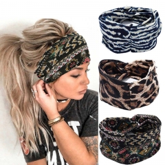 Gortin Boho Headbands Wide Hair Bands Yoga Sweatbands Elastic Turban Headband Twist Head Wraps Stretchy Head Bands for Women