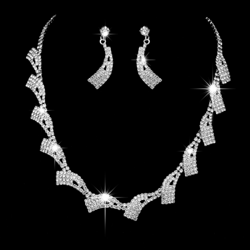 Unicra Bridal Jewelry Set for Wedding Necklace Earrings Set Rhinestone Silver Costume Jewelry for Women and Bridesmaids