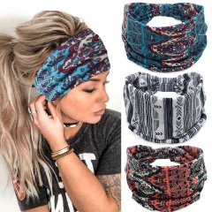 Gortin Boho Headbands Wide Hair Bands Yoga Sweatbands Stretch Turban Headband Twist Head Wraps Elastic Head Bands for Women (Pack of 3)