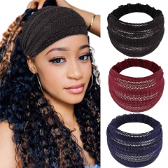 Gortin Boho Headbands Black Stretch Turban Headband Lace Wide Hair Bands Knotted Head Wraps Embroidery Floral Head Bandeau Fashion Head Band