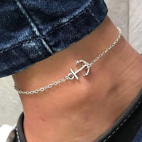 Zoestar Boho Anchor Anklet Silver Simple Beach Ankle Bracelet Handmade Goot Jewelry Anklet Chain Accessories for Women and Girls