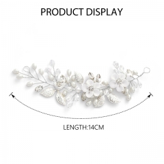 Unicra Flower Bride Wedding Hair Vines Silver Pearl Bridal Headband Rhinestone Headpieces Hair Accessories for Women and Girls