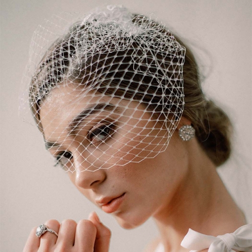 Unicra Bride Wedding Birdcage Veil Short White Lace Bridal Veil with Comb for Women