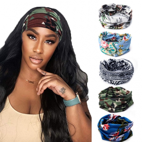 Gortin Extra Wide Headbands Boho Turban Head Wraps Stretch Hair Bands Cloth Headband African Hair Bandeau Elastic Yoga Head Scarf Fashion Head Bands