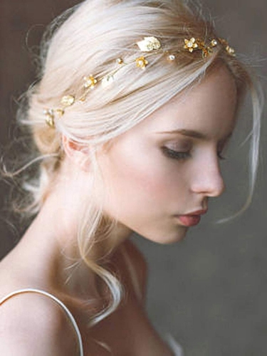 Unicra Flower Bride Wedding Hair Vine Pearl Bridal Headband Crystal Headpiece Leaf Hair Accessories for Women and Girls