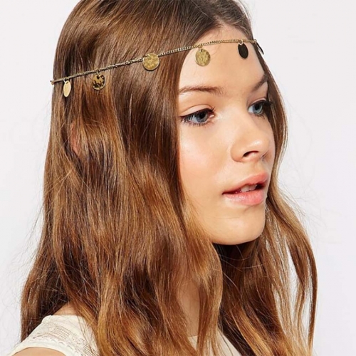 Unsutuo Boho Head Chain Gold Coin Headpieces Hair Accessories for Women and Girls