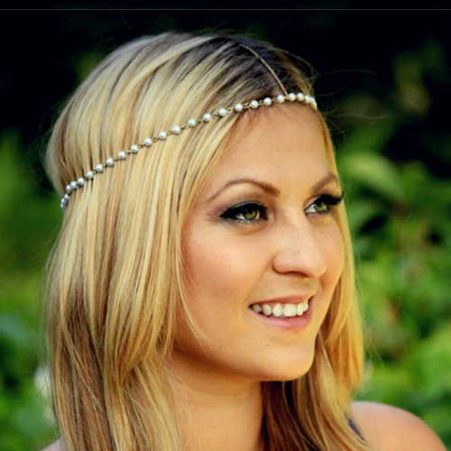 Unsutuo Wedding Gold Pearl Head Chain Bride Headband Fashion Festival Headpieces Accessories for Women and Girls