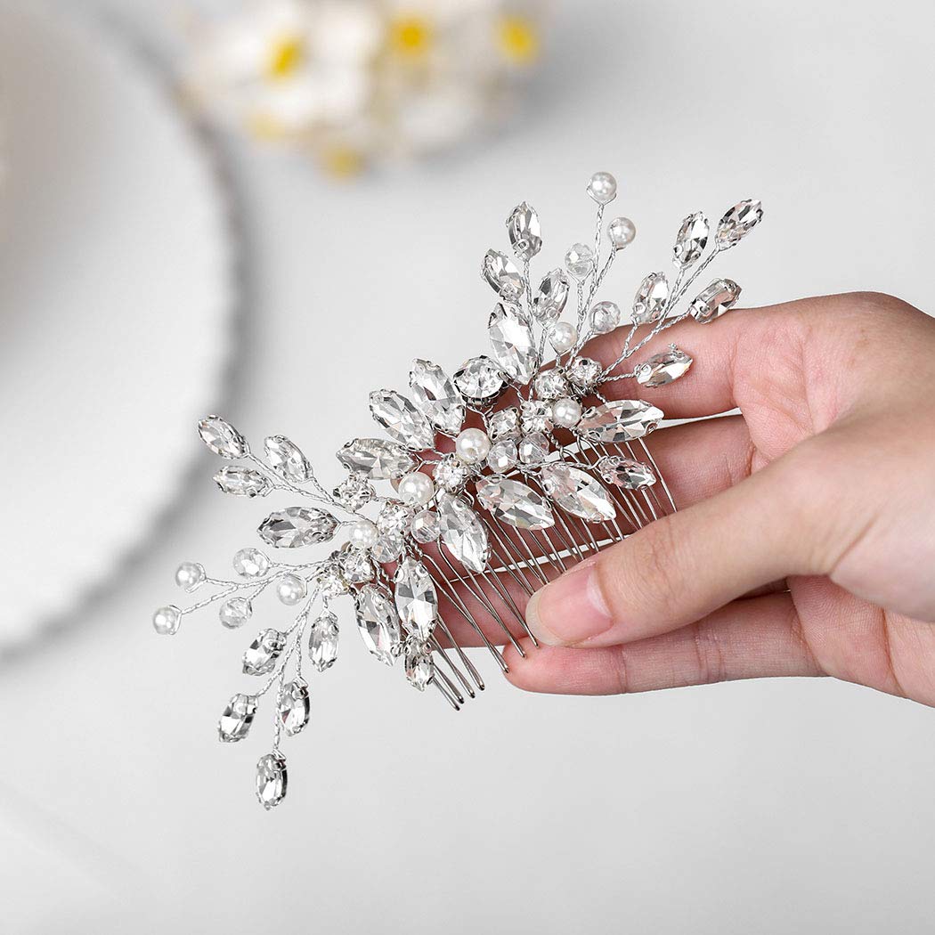 Unicra Rhinestone Bride Wedding Hair Comb Crystal Bridal Hair Pieces Hair  Clip Hair Accessories for Women and Girls