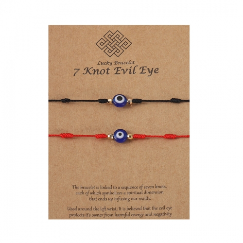 Edary Evil Eye 7 Knot Lucky Bracelets Adjustable Handmade Red String Amulet Protectionfor Women Men and Girls(2 pcs)