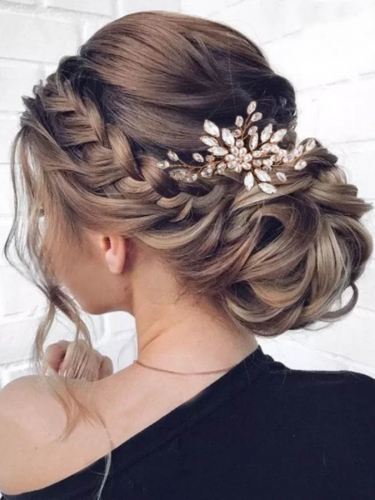Unicra Pearl Bride Wedding Hair Pins Crystal Bridal Head Piece Rhinestones Hair Accessories for Women and Girls