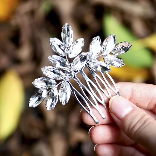 Unicra Rhinestone Bride Wedding Hair Combs Silver Crystal Bridal Hair Pieces Hair Accessories for Women and Girls