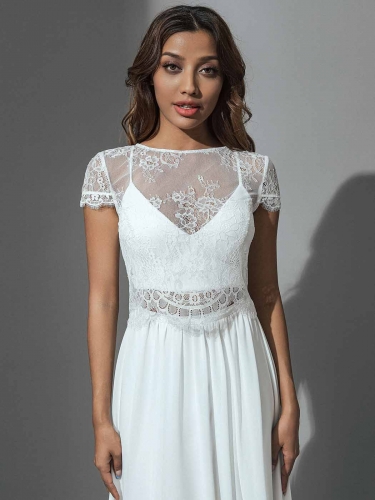 Bride Wedding Lace Bolero Jackets Short Sleeves Evening Party Dress for Women