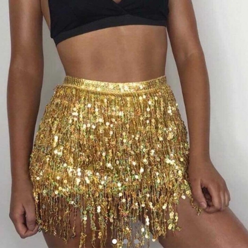 Geyoga 2-Pack Sequin Fringe Skirts - Rave, Belly Dance & Party Skirts For Women & Girls