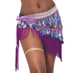 Victray Belly Dance Hip Skirts Tassel Skirt Sequins Hip Scarf Beach Hip Wrap Party Costume for Women and Girls