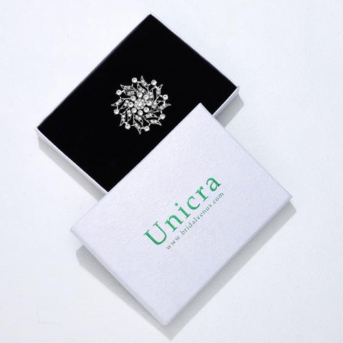 Unicra Bridal Wedding Brooch Crystal Silver Leaf Brooch Pin Rhinestone Fashion Jewelry for Women and Girls