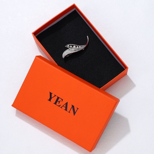 YEAN Bridal Wedding Brooch Crystal Silver Leaf Brooch Pin Rhinestone Fashion Jewelry for Women and Girls