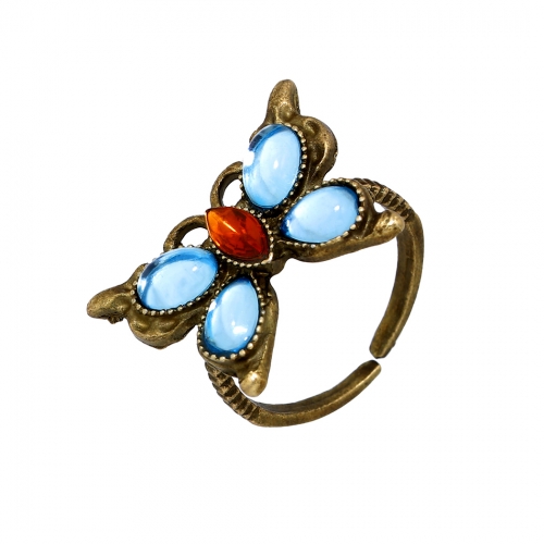 Urieo Blue Rhinestone Rings Jewellry for Women