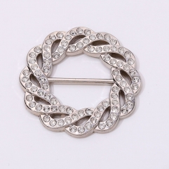 Aukmla Rhinestone Silver Tone Buckle for Wedding Banquets Party Decoration