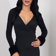 AUKMLA Womens Knit  Shirt Shrugs Black Evening Fur Shrug for Wedding Dresses