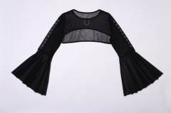 Aukmla Sheer Mesh Athletic Tee Shirts Bolero Shrug for Women Open Front Crop Top