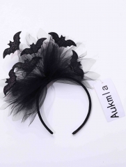 Kilshye Bat Halloween Costume Headband Headwear Black Costume Hair Accessories Bat Cosplay Gothic Headbands Soft Tulle Hair Band for Women