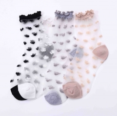 Aukmla Women Sheer Ankle Sock Hosiery Cute Ultrathin Transparent Mesh Socks