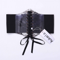 Aukmla Black Lace Corset Belt Halloween Waist Belts Floral Corset Shapewear Elastic Dress Wide Waist Girdles for Women