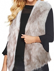 Aukmla Women's Faux Fur Vest Short Sleeveless Coat Winter Warm Waistcoat Outer Padded Jacket for Spring Autumn and Winter