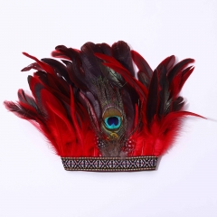 Aukmla Peacock Feather Fascinator Hat Decorative Feather Headpiece Crown Headdress Costume Halloween Headband for Party Feathers for Hat ornaments