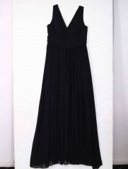 Aukmla Women's Black Bridesmaid Wedding Guest Dress V Neck Short Sleeve Evening Maxi Dresses Long Gown