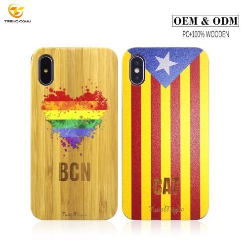 New 2018 bamboo blank wood pc case for iphone X