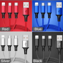 Retractable flexible charging cable 3 in 1 multi USB charger