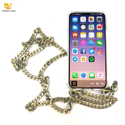Shockproof tpu metal chain Necklace Phone Case For Iphone Xs Max