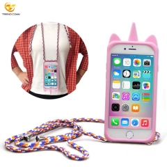 Silicon phone case nylon necklace for apple iphone 7