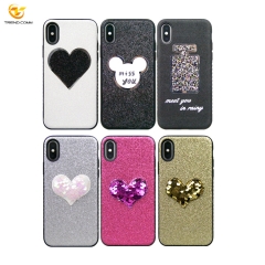 Bling sticker mobile cover TPU+PU phone case for iphone X