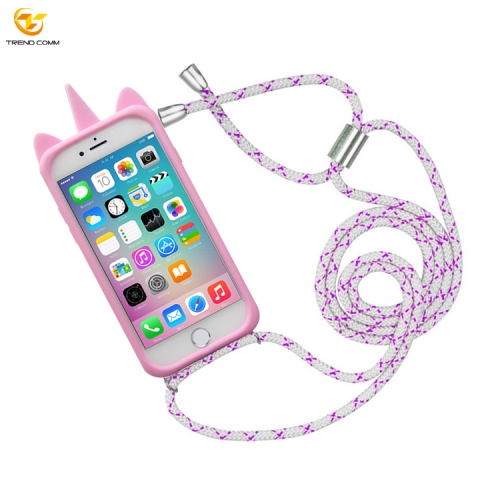 Silicon phone case nylon necklace for apple iphone 7