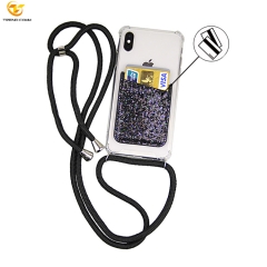 For iPhone Xs Max PPM Strap Necklace Mobile Case Chain Rope Phone Case with Card Holder