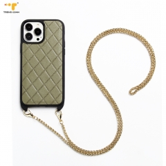 Custom PU Sticker Leather Shockproof Case Stock Detach Hands Free Luxury Metal Chains For Bags