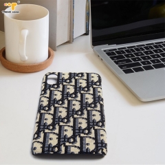 Unique Letter PU Sticker Fur Mobile Wallet Cover Logo Printed Customized Blanks Hard Protected Black Strong Plastic Carry Case