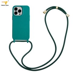 Fashion Girls DIY Cross Neck Lanyard Soft TPU Wheat Straw PLA Compostable Biodegradable Phone Case For iPhone 6-13 Pro Max