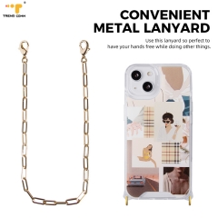 With Hook Buckle Shoulder Universal Cell Lanyard Mobile Hang Around Neck Metal Charm Holder Case Copper Chain Green Phone Strap