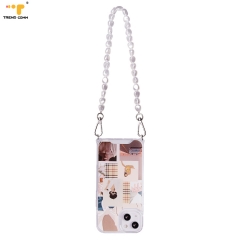 Latest Fashion Bead Chain Necklace Lanyard Cover Shockproof For iPhone i 13 Transparent 2022 Pearl Clear Phone Case Hard