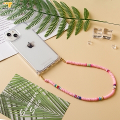 Stock Ready PC Drop Proof Customised Transparent Wholesale Flower Beads Strap DIY Phone Case For iPhone 11 12 13 Series