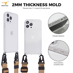 Transparent Back Cover Women Nylon Crossbody Men's Mobile Chain Bumper Shockproof With Strap For iPhone 13 Pro Max Phone Case